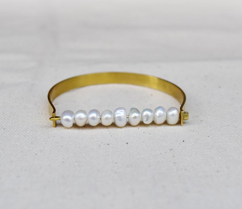 转转珍珠黄铜手环 - 手链/手环 - 其他金属 黄色