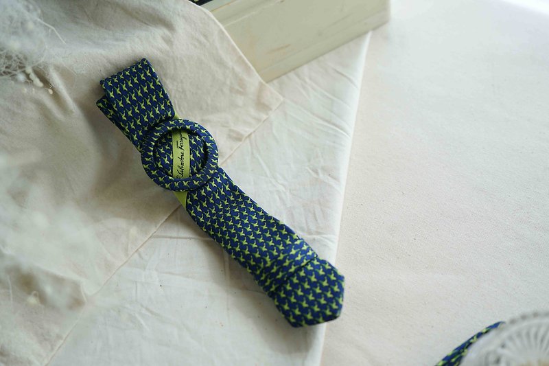 古董领带改制腰带-Salvatore Ferragamo蓝-腰带发箍组 - 腰带/皮带 - 丝．绢 蓝色
