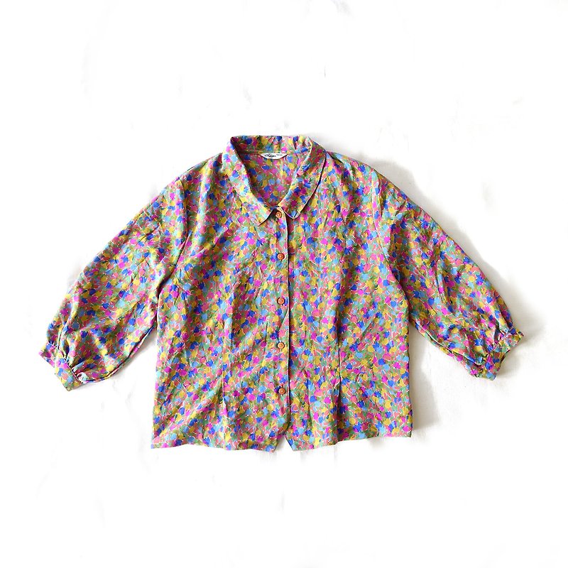 BajuTua /古着/ 彩色郁金香滑料衬衫 - 女装衬衫 - 聚酯纤维 粉红色