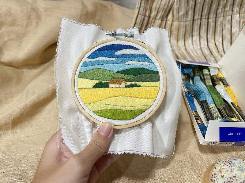 DIY  kit hand embroidery, landscape embroidery, art therapy - 编织/刺绣/羊毛毡/裁缝 - 绣线 多色
