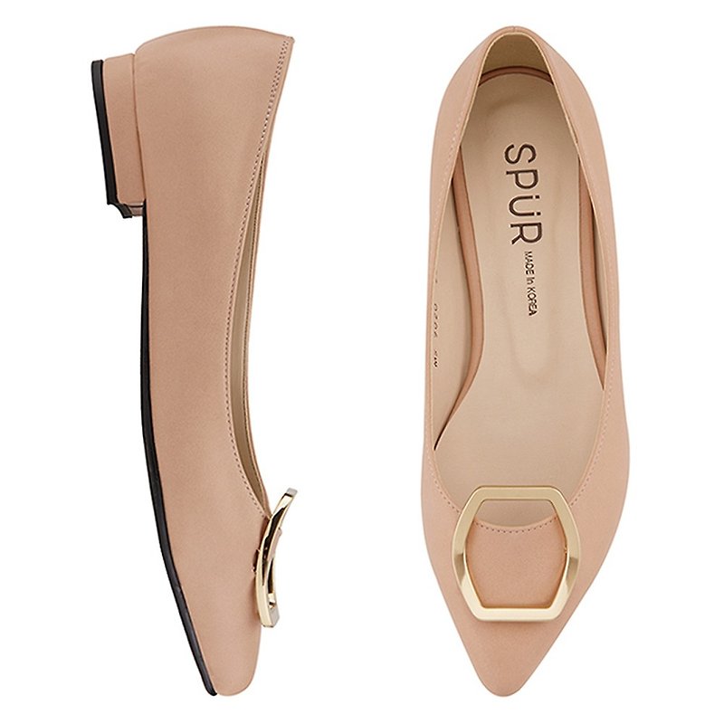 PRE-ORDER-SPUR 青铜六角形平底鞋 MS9020 BEIGE - 女款皮鞋 - 人造皮革 
