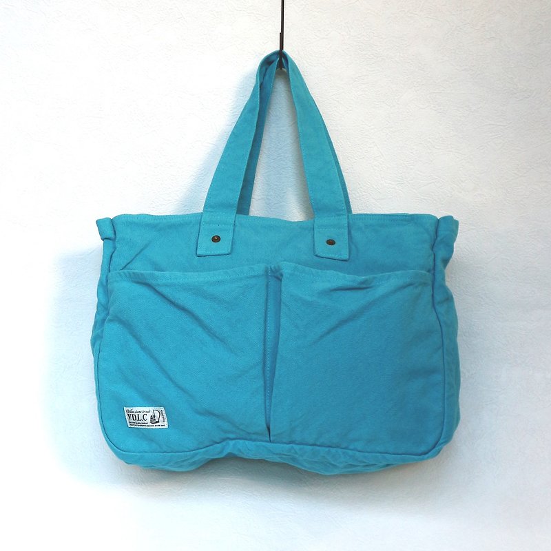 【2024限定カラー天空】ジップボックストートバッグ(VC-24) - 手提包/手提袋 - 棉．麻 蓝色