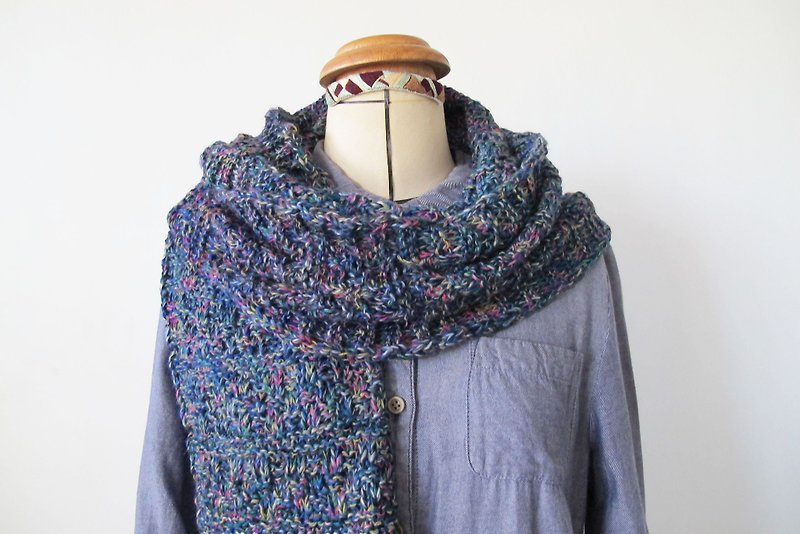 Lan毛线围巾(星空灰蓝) - 围巾/披肩 - 聚酯纤维 蓝色