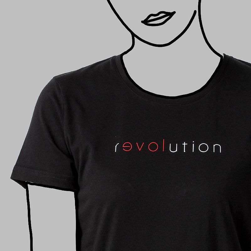 黑-Revolution for Love 为爱革命 / 100%纯棉T -送系列笔记本1本 - 中性连帽卫衣/T 恤 - 棉．麻 黑色