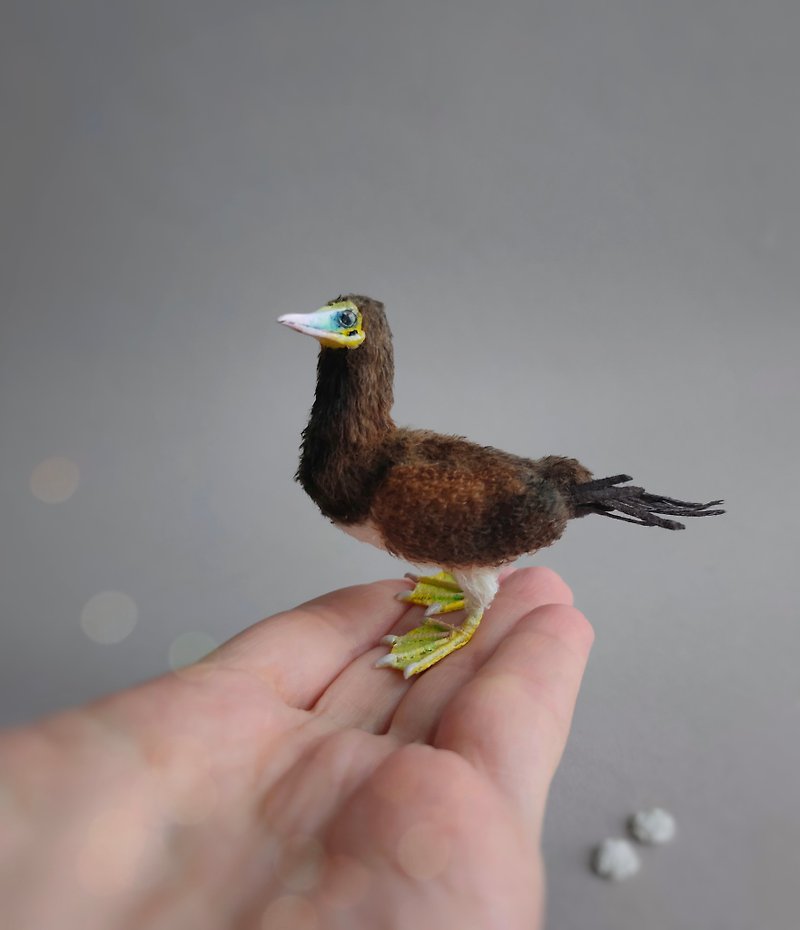 Miniature bird - brown booby . Realistic animals . Dollhouse miniatures
