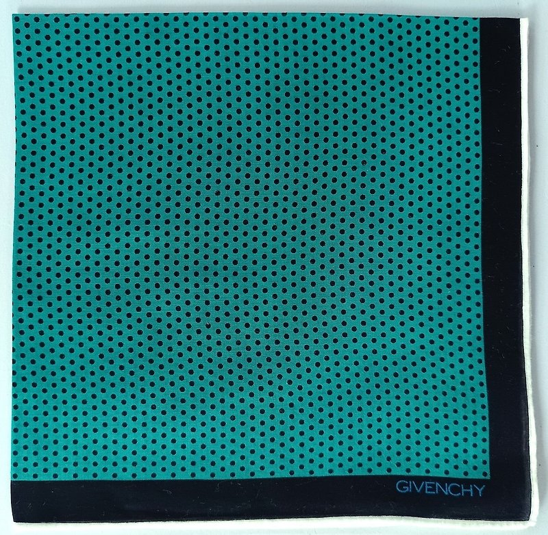 纪梵希复古手帕绿色圆点 18.5 x 18.5 英寸 - 手帕/方巾 - 棉．麻 绿色