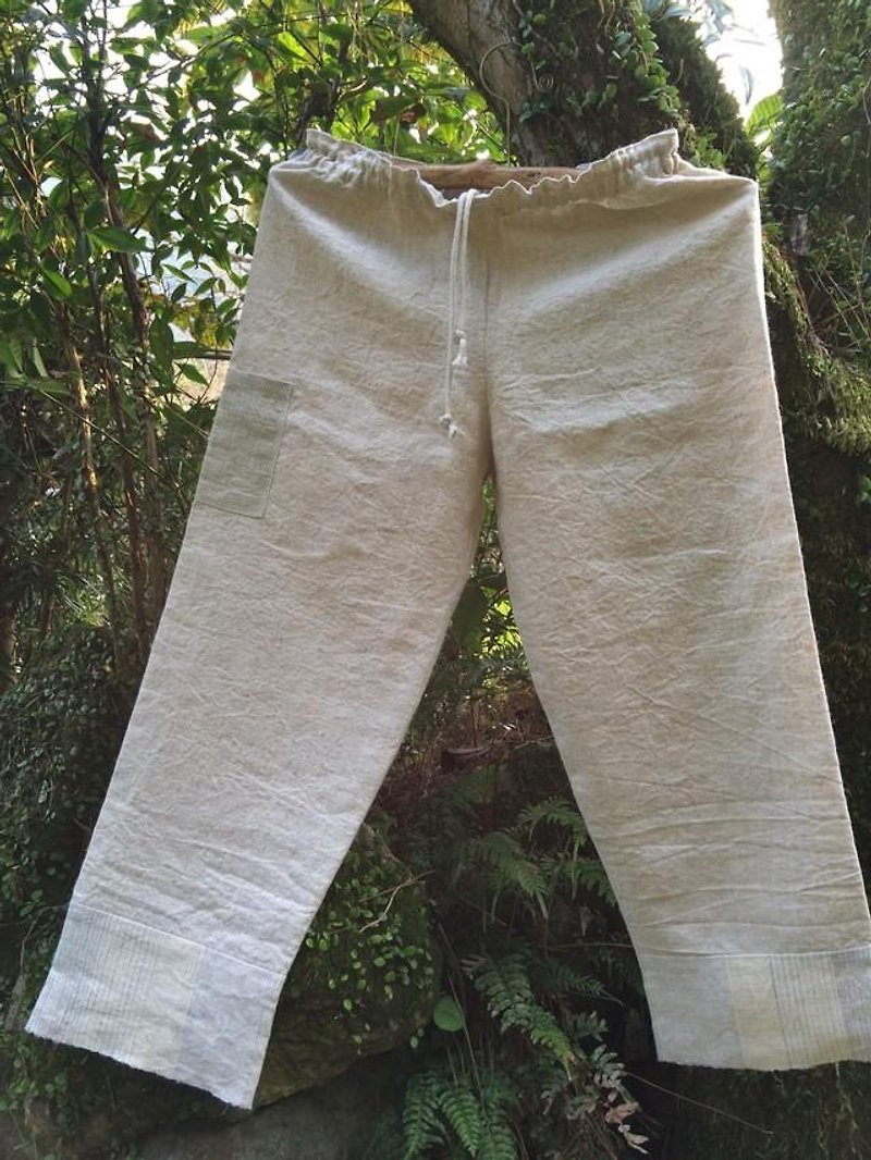 麻イージーパンツ - 女装长裤 - 棉．麻 白色