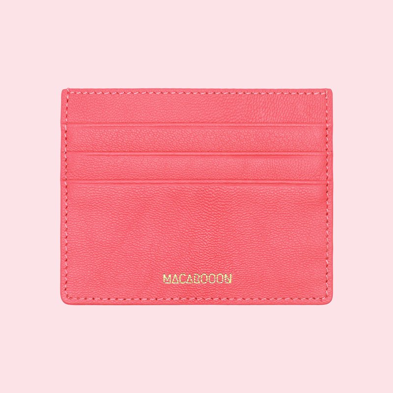 定制化礼物意大利真皮革粉红桃红色卡片套 钱包 小钱包 卡包 卡夹 - 皮夹/钱包 - 真皮 粉红色