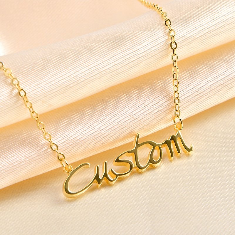 客製化項鍊 英文字母中文名字項鏈 鍍18K金 交換禮物 母亲节礼物 - 项链 - 其他金属 银色