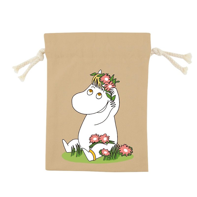 Moomin授权 -彩色束口袋【花漾(卡其)】 - 化妆包/杂物包 - 棉．麻 红色