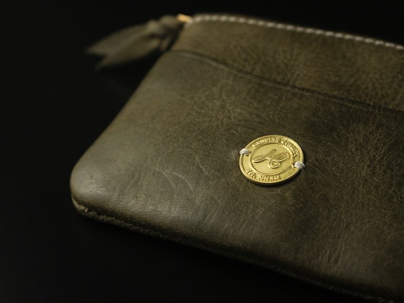 Coin Case 皮革零钱包 - 绿灰色 - 零钱包 - 真皮 多色