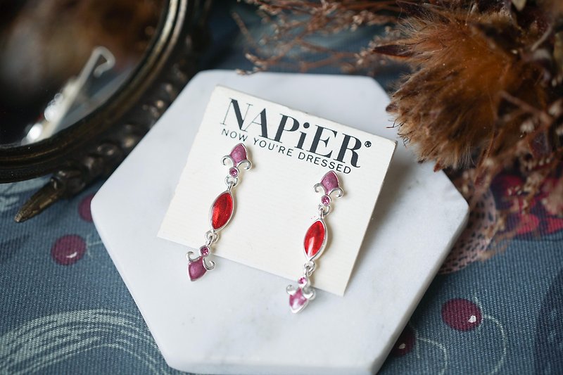 NAPIER 紫红古典造型针式耳环