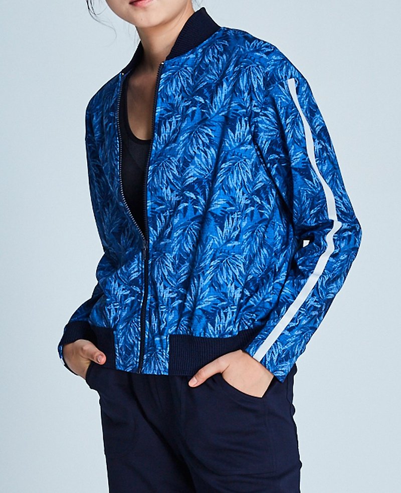 水蓝印花拼接外套/ 181JK1BL01 - 女装休闲/机能外套 - 其他材质 蓝色