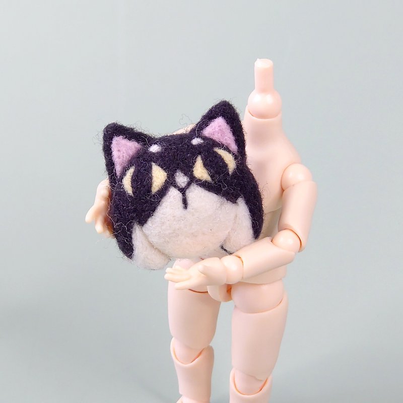 抱抱面具猫   羊毛毡 手作 宠物系列 - 胸针 - 羊毛 
