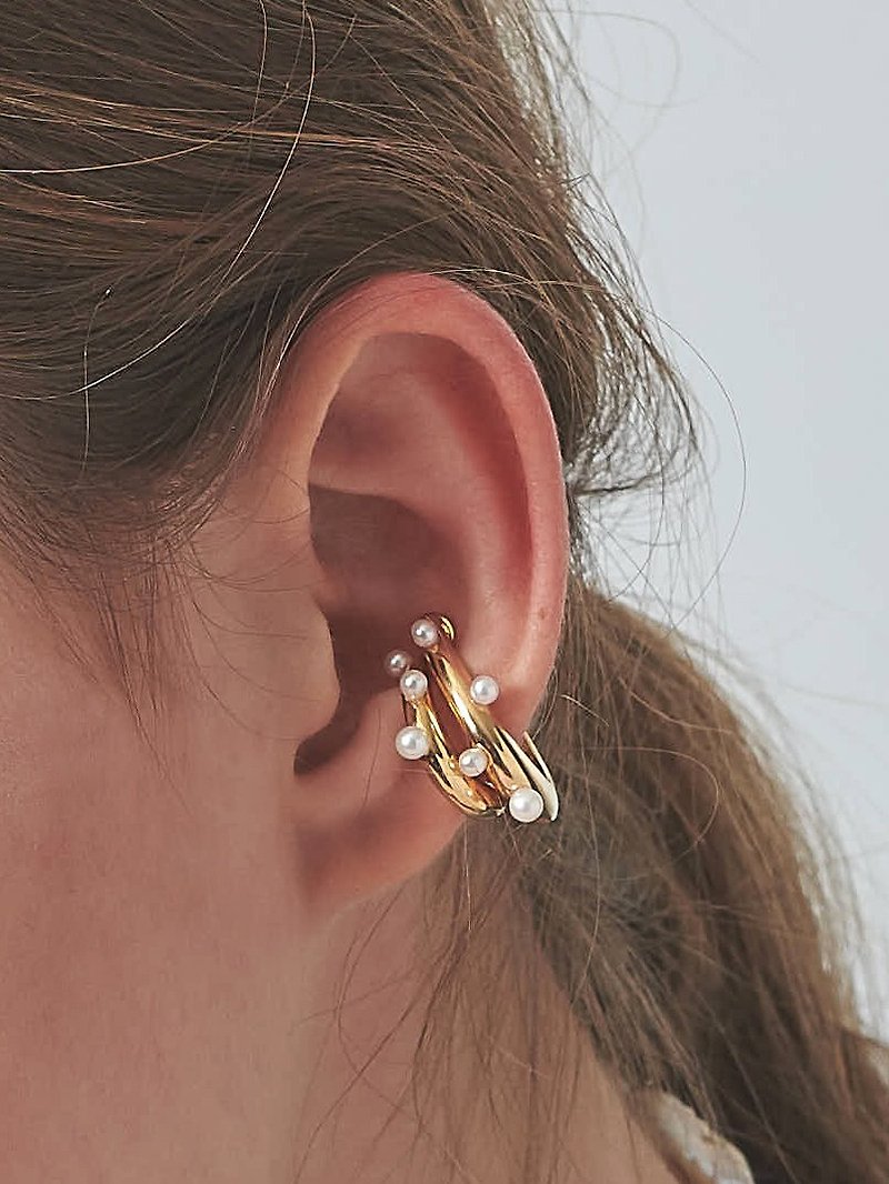 LESIS | Pearl Cuffling Earcuff -Small - 耳环/耳夹 - 其他金属 金色