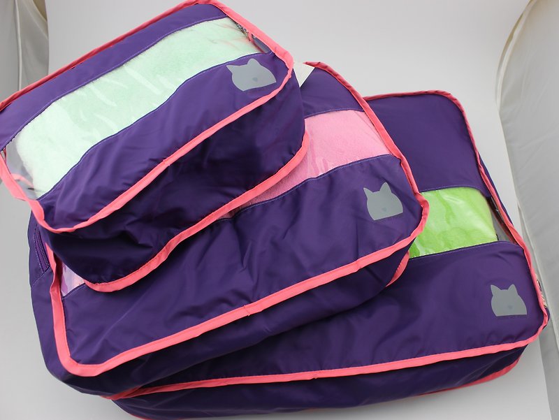 紫色多功能软性拉链袋 - 化妆包/杂物包 - 聚酯纤维 紫色