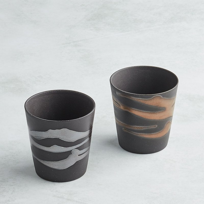 有种创意 - 日本美浓烧 - 金银流畅饮陶杯礼盒组 (2件式) - 茶具/茶杯 - 陶 多色
