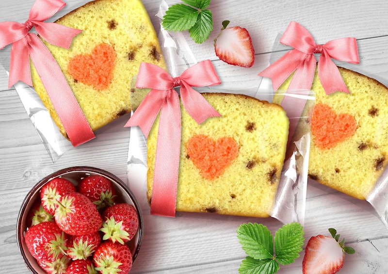 【桃德先生手工布朗尼专卖】缎带-草莓炼乳藏心磅蛋糕 - 蛋糕/甜点 - 新鲜食材 粉红色