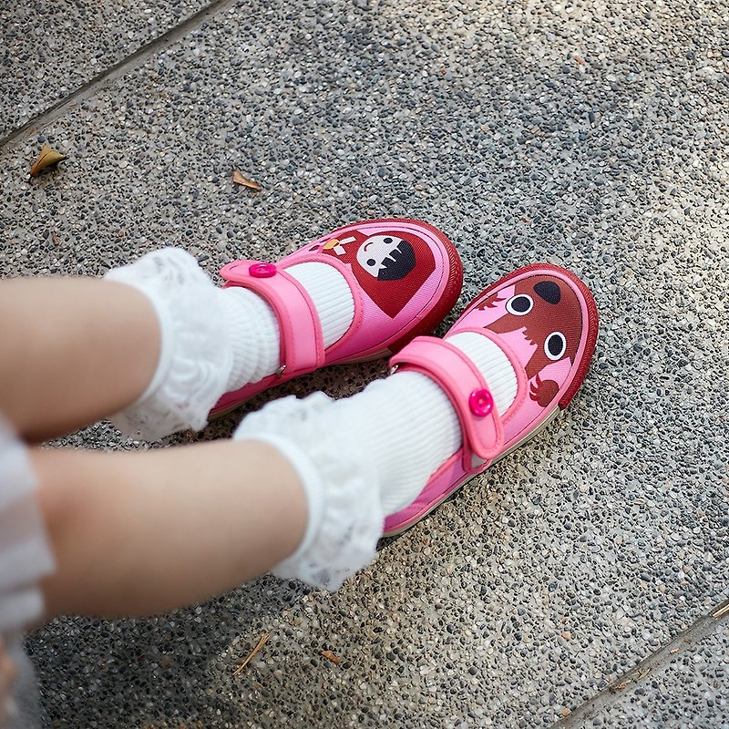 【换季特卖】小红帽钮扣娃娃鞋童鞋 - 马卡龙粉色 - 童装鞋 - 尼龙 粉红色