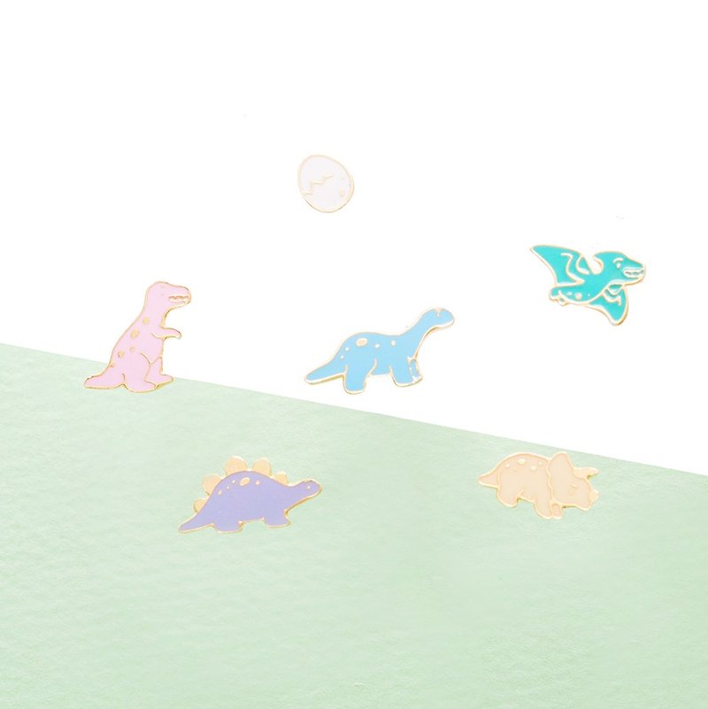 恐龙加蛋 - 迷你侏罗纪系列 手作耳针 - 耳环/耳夹 - 珐琅 多色