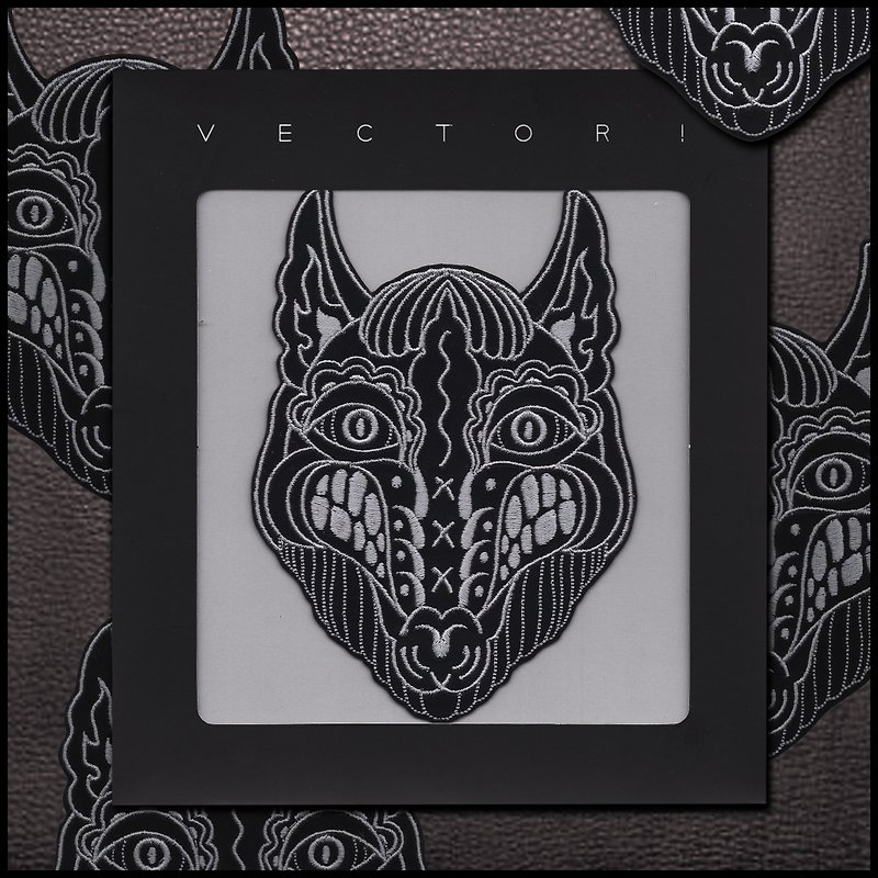 Fox Tattoo Embroidery Patch Design - 胸针 - 绣线 黑色