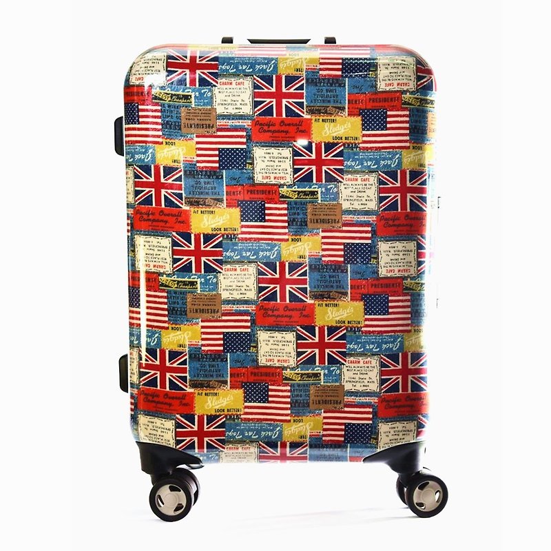 英美国旗风-手工印纹时尚铝框20寸行李箱/旅行箱 - 行李箱/行李箱保护套 - 铝合金 