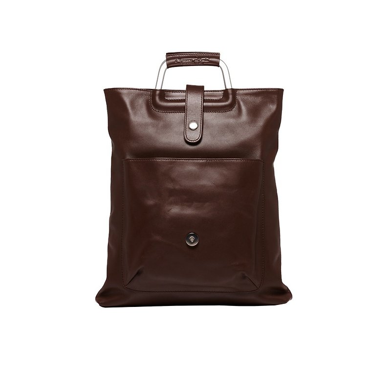 皮派得 | 手提包 | 13寸平板包 | 咖啡色 | 提案包 | 可折叠 - 侧背包/斜挎包 - 真皮 咖啡色