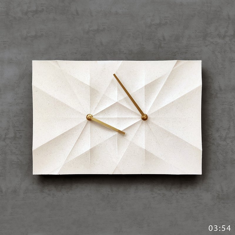 HOMER | 折纸时钟 Origami Clock 白色/曲面/酸蚀 HC16TM-WCA - 时钟/闹钟 - 水泥 白色