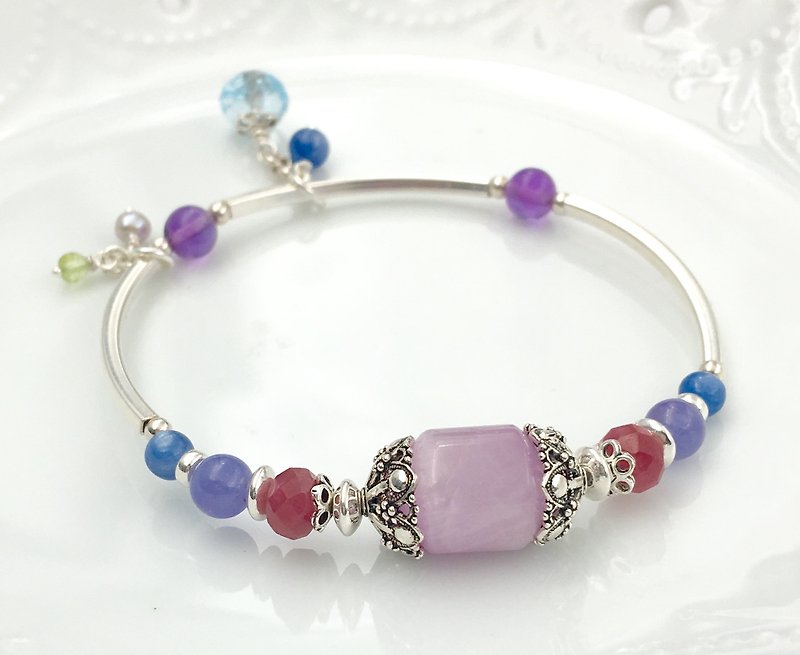 优质紫锂辉石银管手链 - 手链/手环 - 宝石 多色