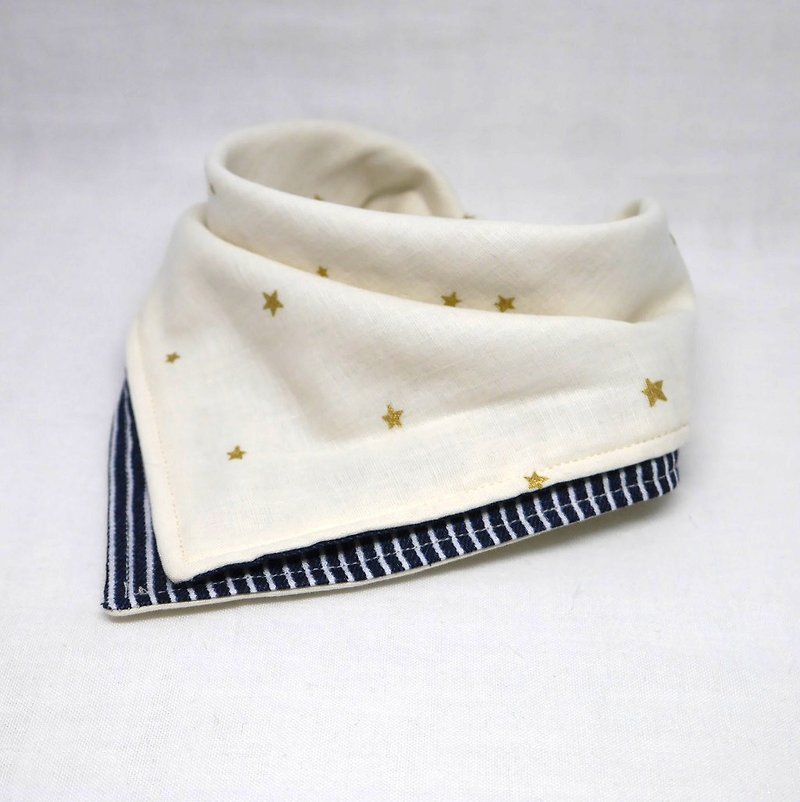 Japanese Handmade 6-layer-gauze Baby Bib - 围嘴/口水巾 - 棉．麻 白色