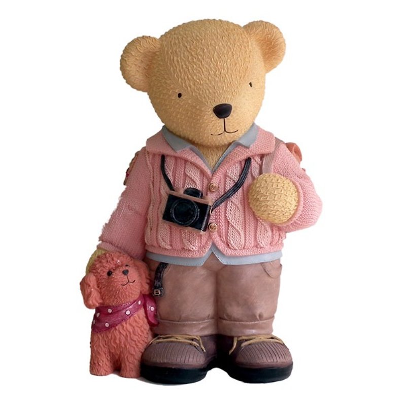 【BEAR BOY】背包男熊存钱筒-粉毛衣 - 储蓄罐 - 其他材质 