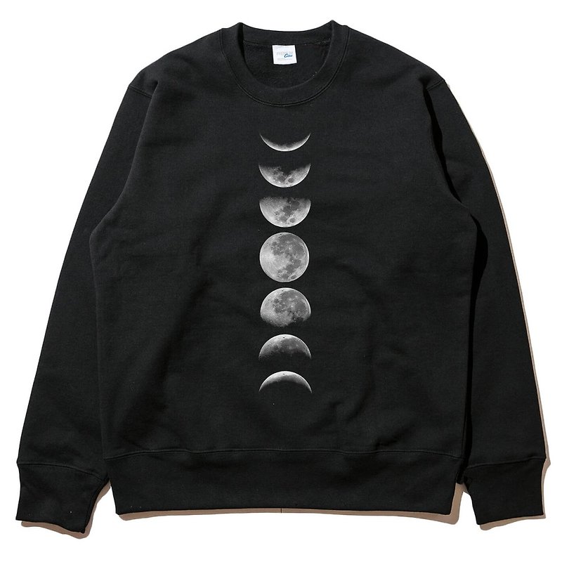 月相 大学T 刷毛 中性版 黑色  Moon Phases月光 月亮 银河系 星星 地球 天文 摄影 极光 天文 太阳 行星 - 男装上衣/T 恤 - 棉．麻 黑色