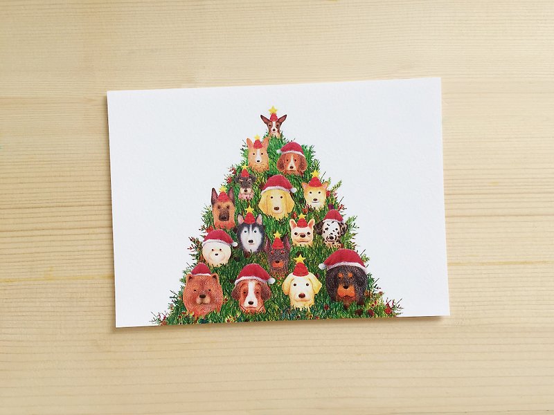 狗狗圣诞树 明信片 - 卡片/明信片 - 纸 绿色