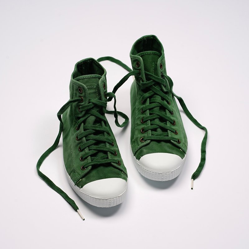 西班牙帆布鞋 CIENTA 61777 60 绿色 洗旧布料 大人 高筒 - 女款休闲鞋 - 棉．麻 绿色