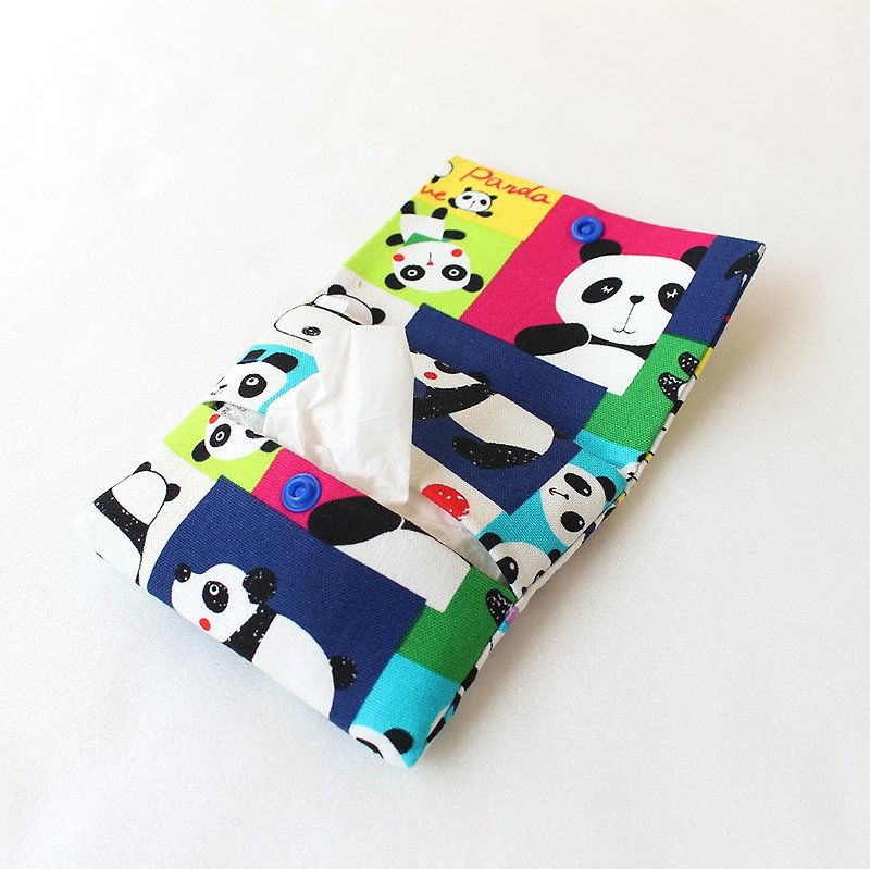 可爱熊猫两用面纸包+卫生棉包 收纳包 - 化妆包/杂物包 - 棉．麻 多色
