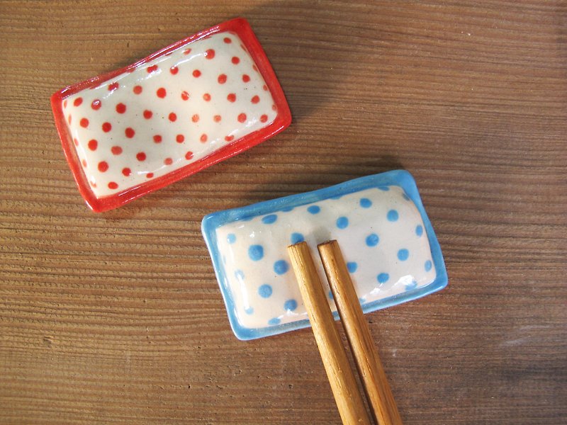 圆点枕头-造型筷架 - 筷子/筷架 - 瓷 蓝色