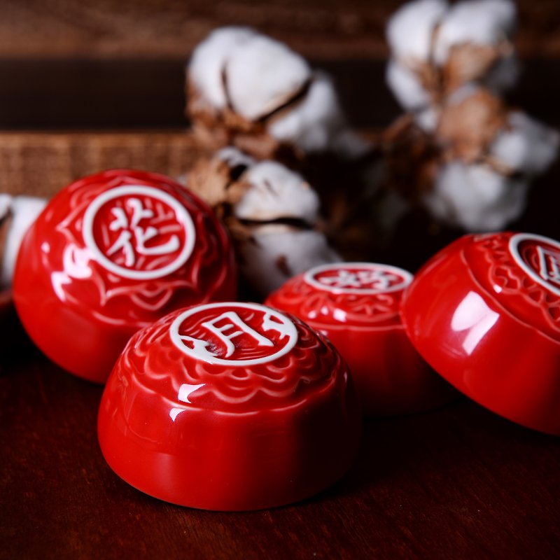 小口杯礼盒组 - 茶具/茶杯 - 瓷 红色