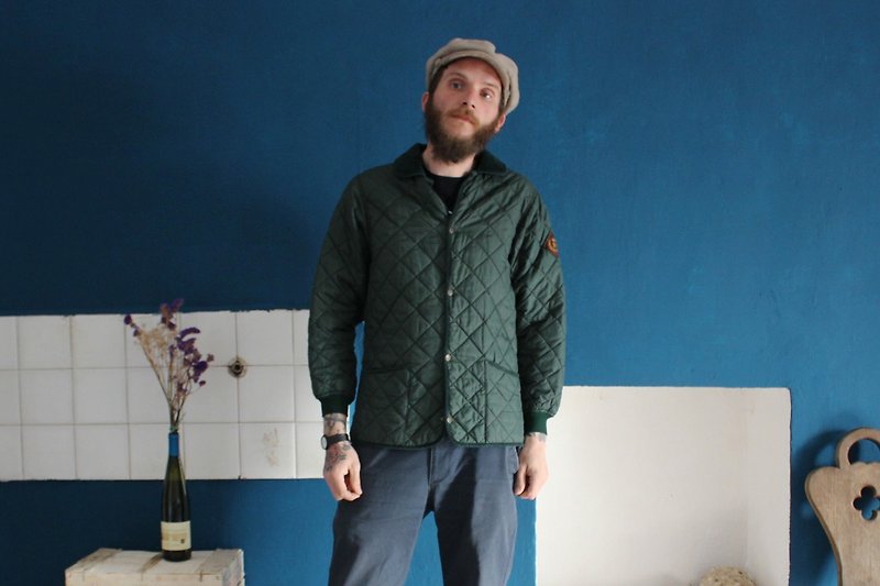 [Vintage外套](英国制里标)绿色绒布领设计Bomber外套(Made in England)F3169(圣诞礼物圣诞节交换礼物) - 男装外套 - 聚酯纤维 绿色