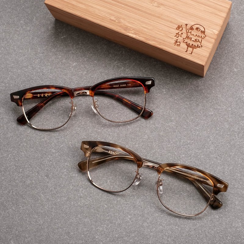 日本复古眉框 百搭框  方框 红玳瑁 / 茶条纹  - 眼镜/眼镜框 - 其他材质 