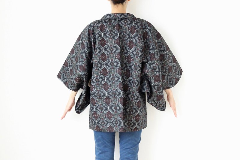 oriental flower kimono, traditional kimono, Japanese kimono /3585 - 女装休闲/机能外套 - 聚酯纤维 黑色