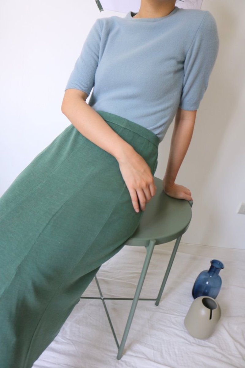 Trine Sweater 浅蓝色五分袖换季喀什米尔毛衣  可选它色 - 女装针织衫/毛衣 - 羊毛 