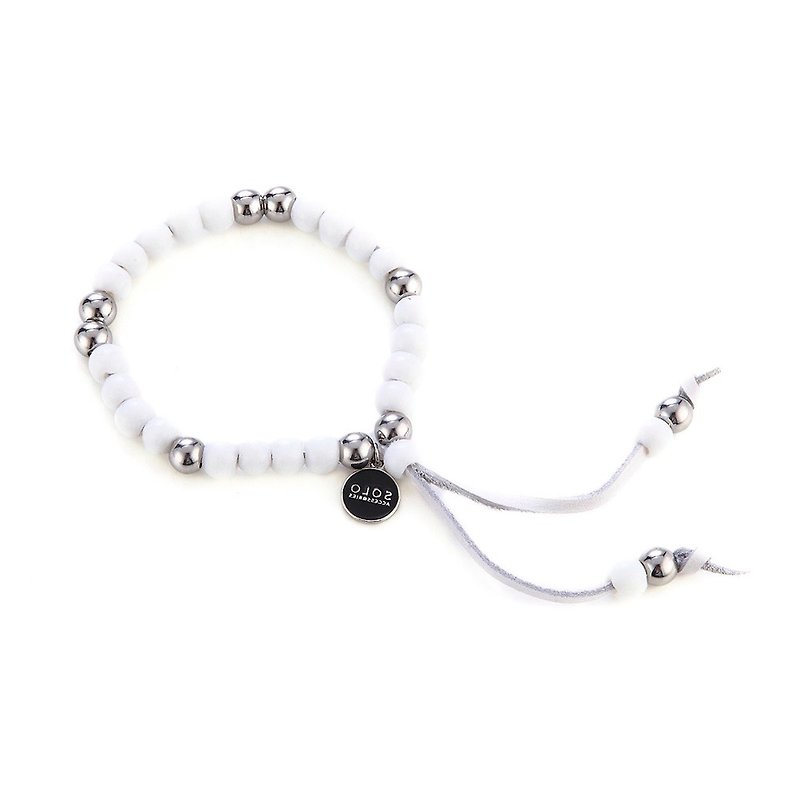 琉璃串珠手环 Lazurite Beads Bracelet - 手链/手环 - 其他金属 白色