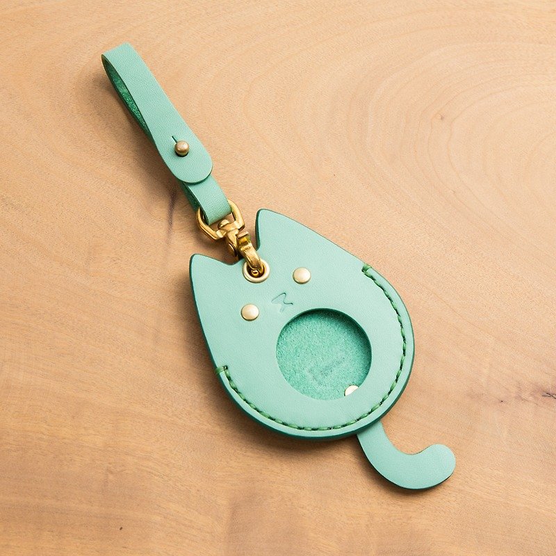 动物系列- Gogoro钥匙皮套(湖水绿-猫咪) - 钥匙链/钥匙包 - 真皮 绿色