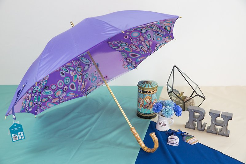 [限量] Rainbow House 手工丝巾阳伞-紫 (不寄送国外) - 雨伞/雨衣 - 防水材质 紫色