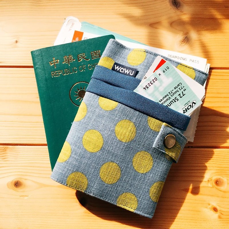 护照套+扣带 (绅士圆饼)  接单生产* - 护照夹/护照套 - 棉．麻 灰色