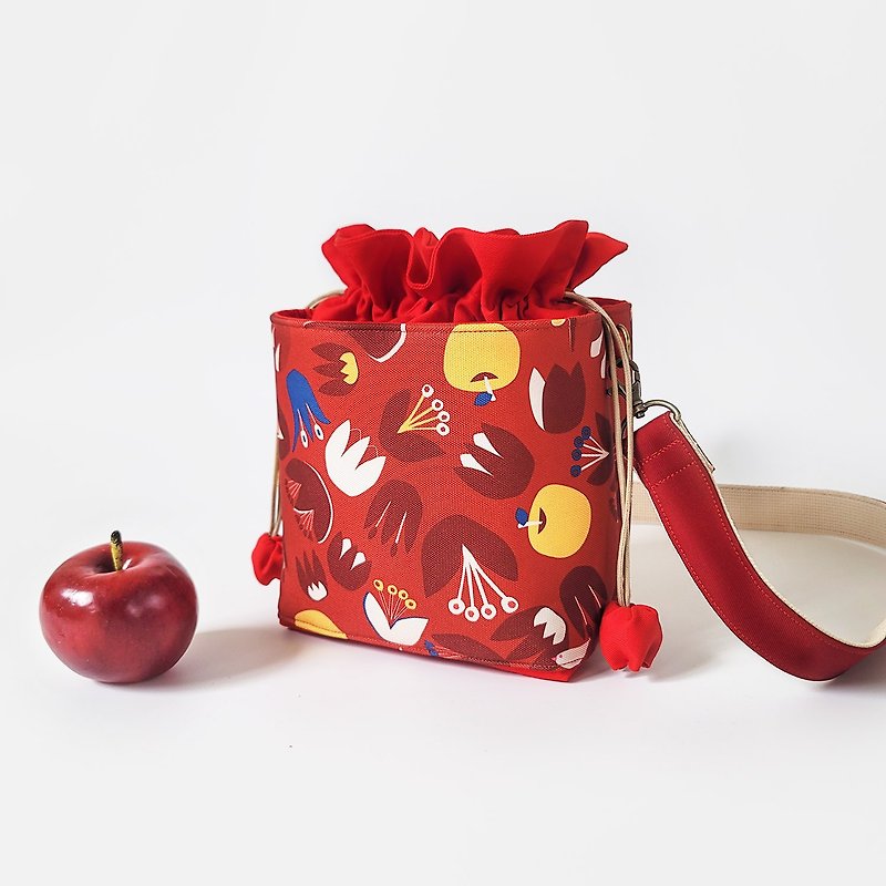 糖果束口包 水桶包 侧背包- 红苹果 - 侧背包/斜挎包 - 棉．麻 红色