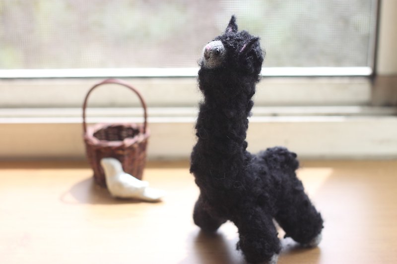 黑色羊驼 16cm高 - 玩偶/公仔 - 羊毛 黑色