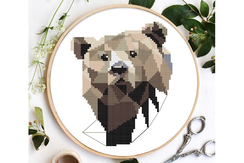 Bear Cross stitch pattern PDF, DIGITAL ELECTRONIC FILE, Woodland animals Grizzly