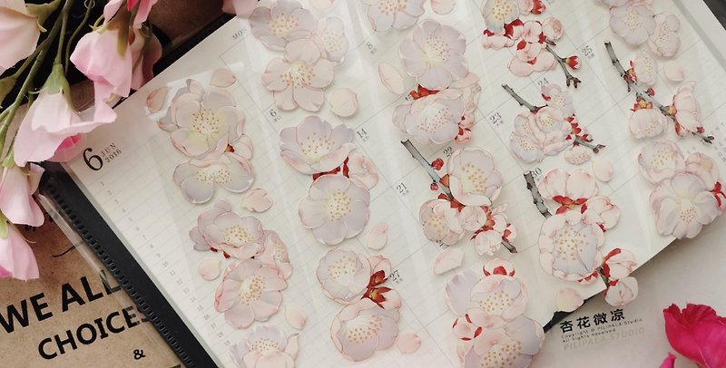 杏花微凉 PET 和纸胶带 虹光 自己印/台灣大年 10米卷 - 纸胶带 - 其他材质 粉红色