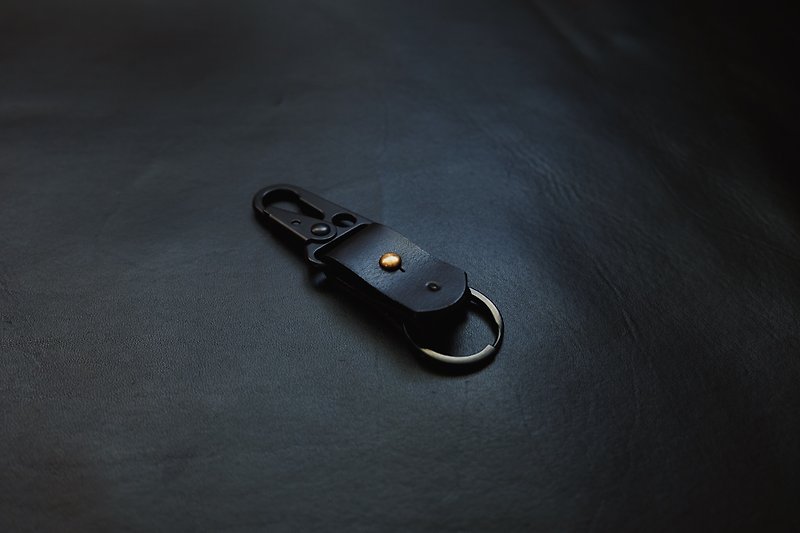 从头黑到脚趾皮革钥匙圈 - 钥匙链/钥匙包 - 真皮 黑色